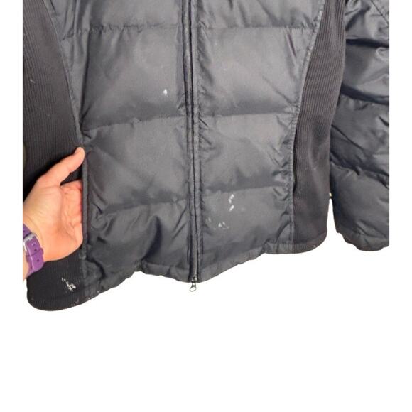 Vintage Old Navy Puffer Coat Size Medium Black Side Panels Down Feather FLAWED - Picture 7 of 13